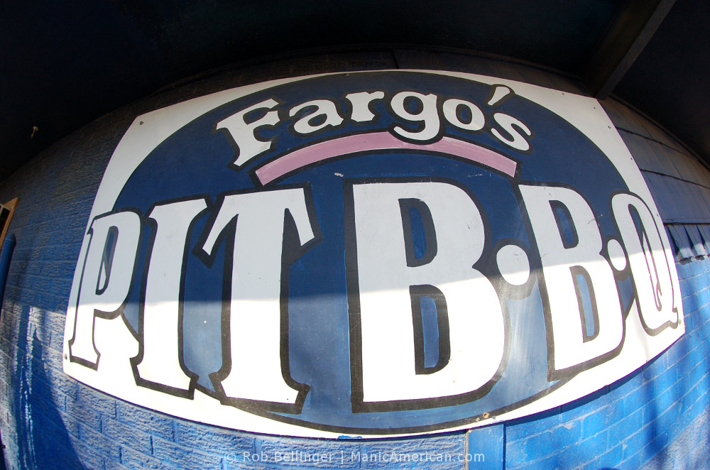 The sign of Fargo's Pit BBQ.