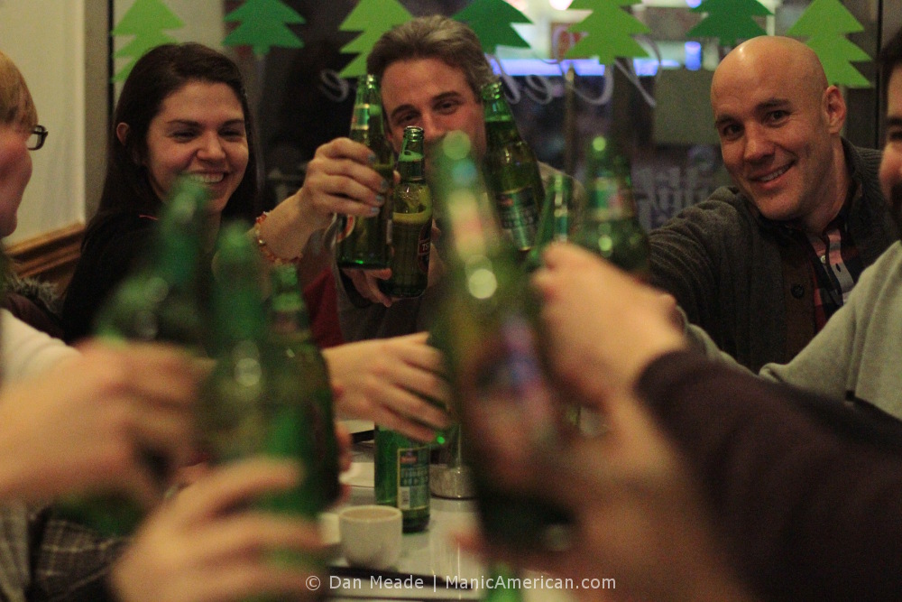 Traditional Tsingtao cheers!