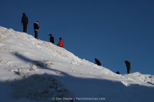 People climbing the MIT Alps.