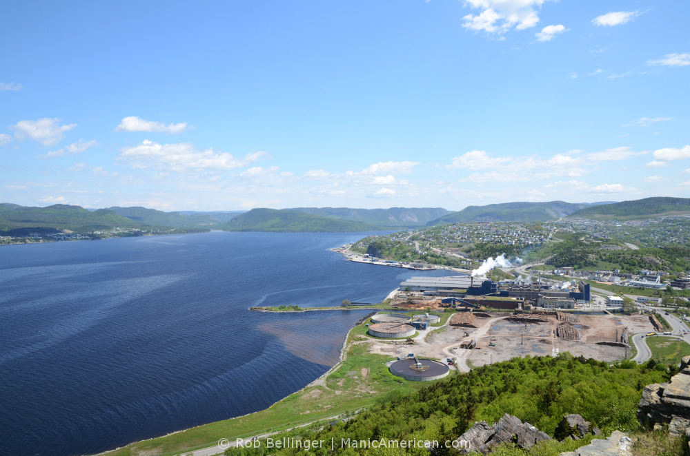The town of Corner Brook, Newfoundland, and the Bay of Islands as seen from above.