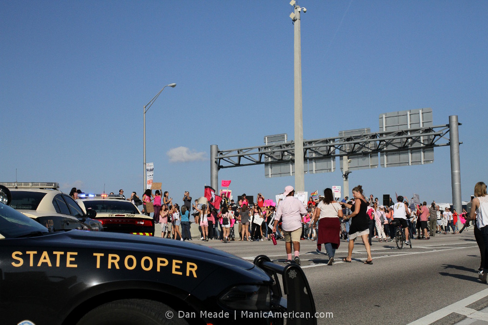State Troopers block 395 for the march
