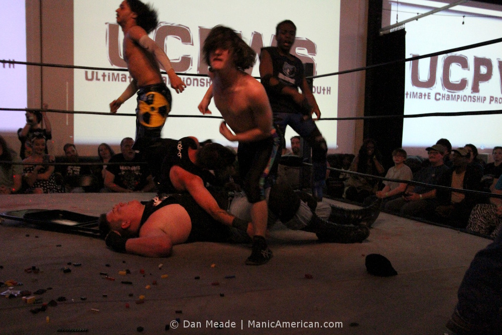 Sam Armstrong's crew celebrates his victory.