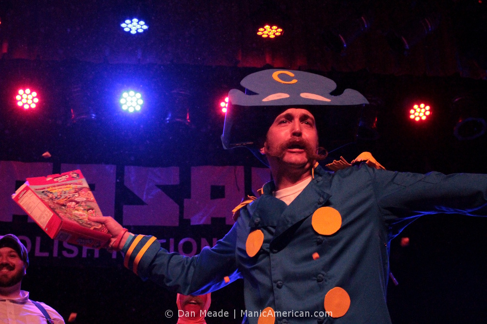 A man dressed as Cap'n Crunch at the 2012 NYC Beard and Moustache Competition.