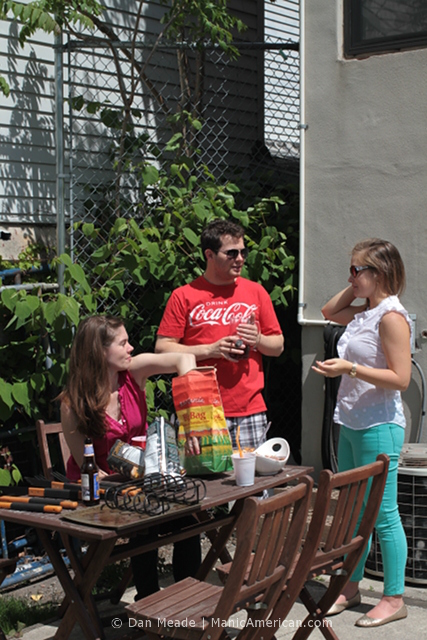 Guests at a barbecue.