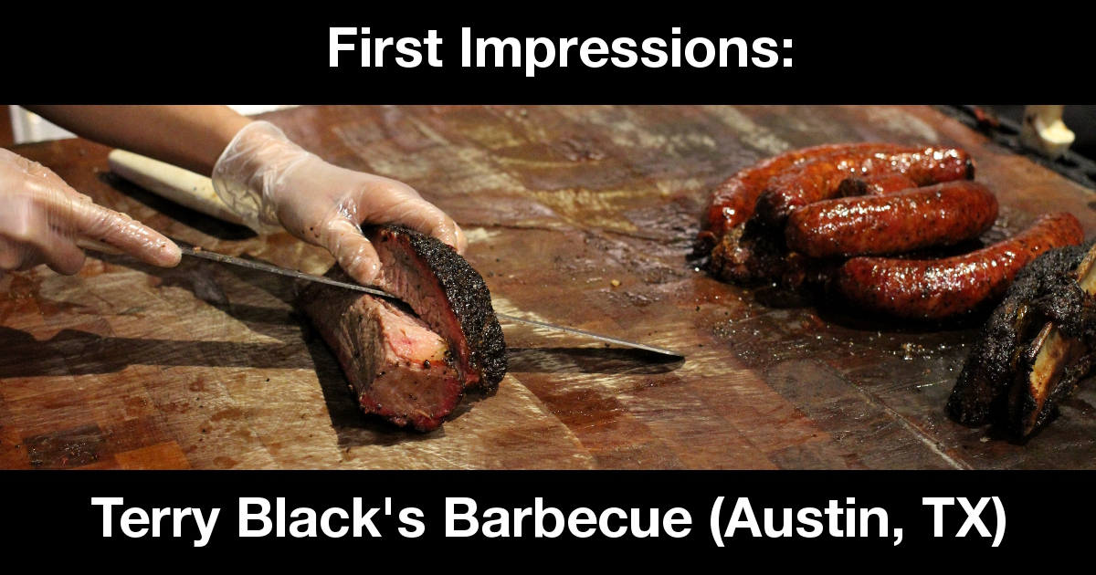 Summary graphic: a worker slices a piece of Terry Black’s brisket.