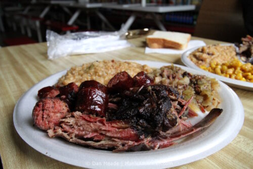 A plate of food from Davis BBQ.