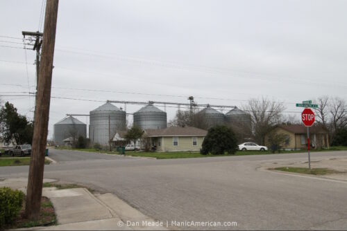 Grain silos two blocks from Davis Grocery.