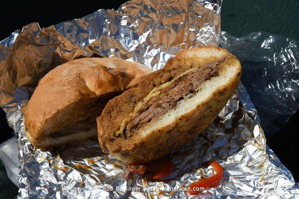 A juicy roast beef on a round roll